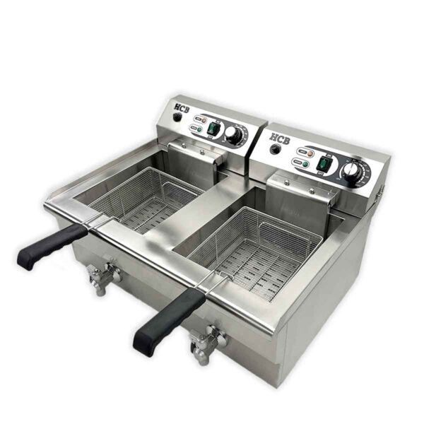 Professionele Horeca frituurpan - Dubbele friteuse - 2 x 16 liter - 230V - RVS