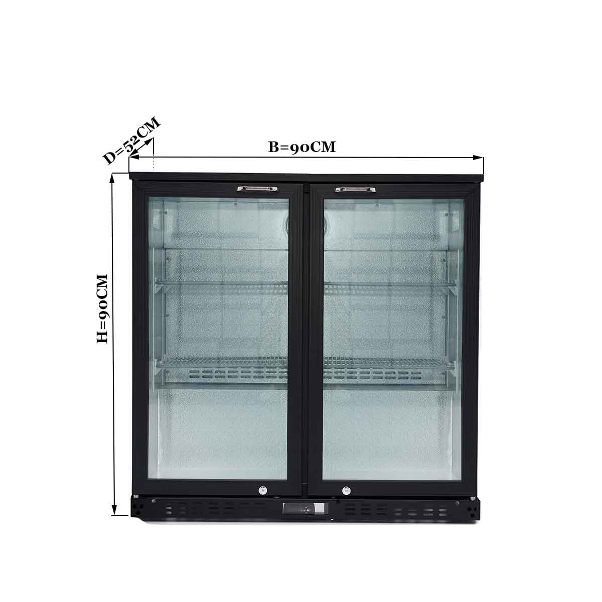 HCB Barkoeling - glazen klapdeuren - 218 liter - 90 cm - 230V