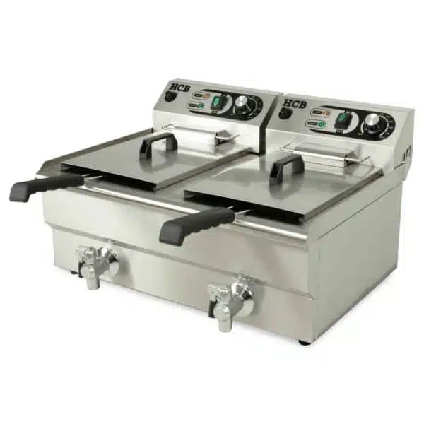 Professionele Horeca frituurpan - Dubbele friteuse - 2 x 13 liter - 230V - RVS