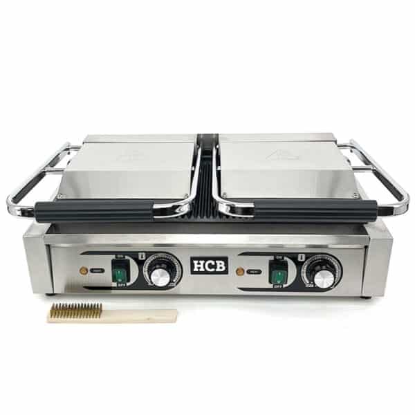 Professionele Horeca Paninigrill - dubbel - geribbeld - 230V - RVS panini grill - Tosti apparaat - contact grill