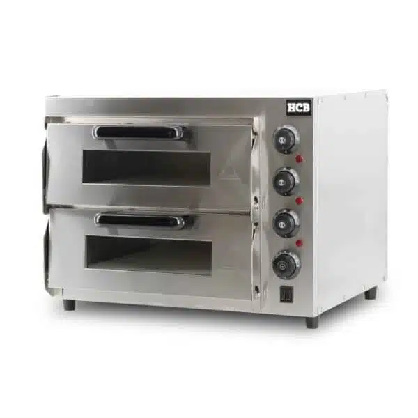 Professionele Dubbele pizza oven - 2 x 40 cm - steen - 230V - RVS - Horeca pizzaoven