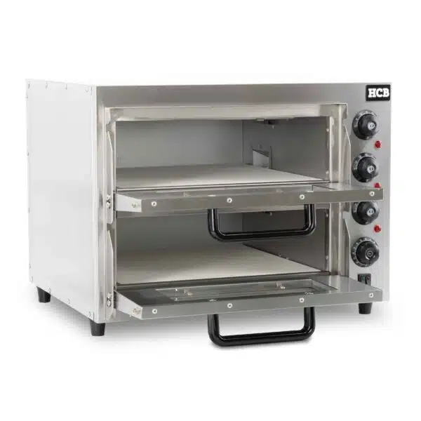 Professionele Dubbele pizza oven - 2 x 40 cm - steen - 230V - RVS - Horeca pizzaoven