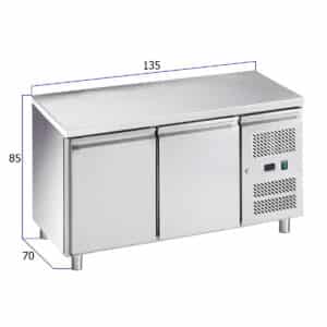 Koelwerkbank - klapdeur - 2 lades - 135 cm - RVS Basic-line