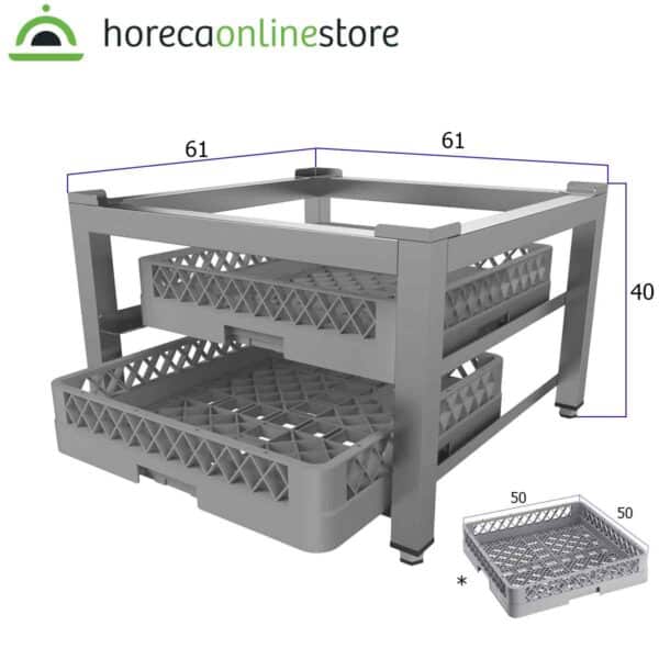 Onderstel - vaatwasser - 61 x 61 x 40 cm - RVS
