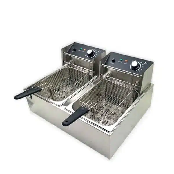 Professionele Horeca frituurpan - Dubbele friteuse - 2 x 6 liter - 230V - RVS