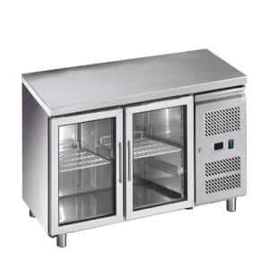 Koelwerkbank - glasdeur - 136 cm - RVS Basic-line