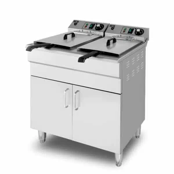 Professionele Horeca frituurpan - Dubbele friteuse - 2 x 16 liter - 400V - RVS