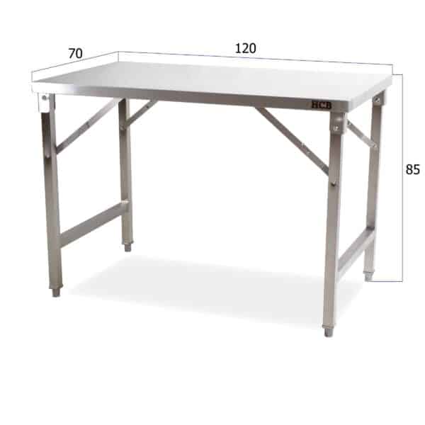 Werktafel - inklapbaar - 120 x 70 x 80 cm - RVS