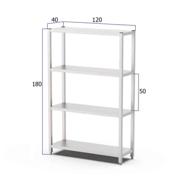 Opbergrek metaal - stellingkast - RVS keuken stelling - Metalen wandrek