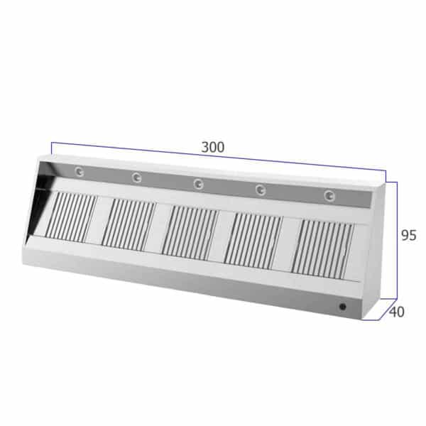 Afzuigkap - schuin model - 300 cm - RVS