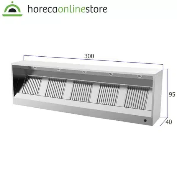 Afzuigkap - doos model - 300 cm - RVS