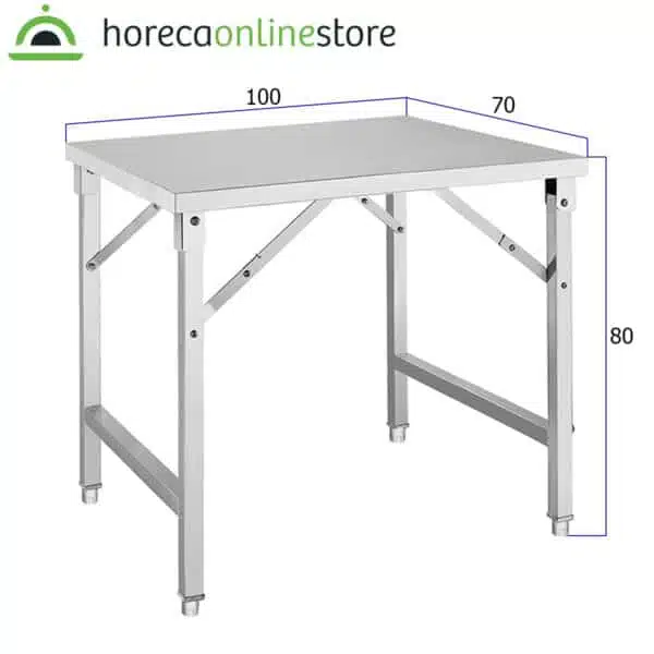 Werktafel - inklapbaar - 100 x 70 x 80 cm - RVS