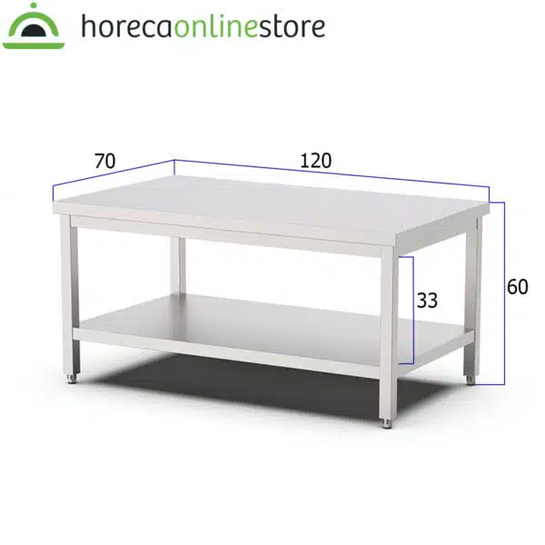 Werktafel - 120 x 70 x 60 cm - RVS Pro-line