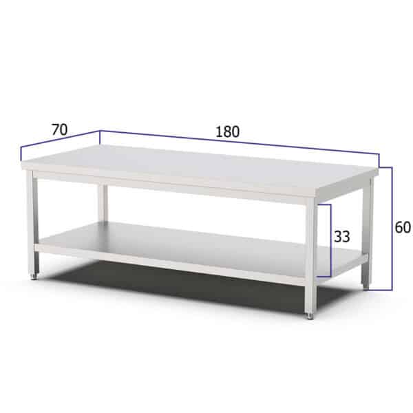 Werktafel - 180 x 70 x 60 cm - RVS Pro-line