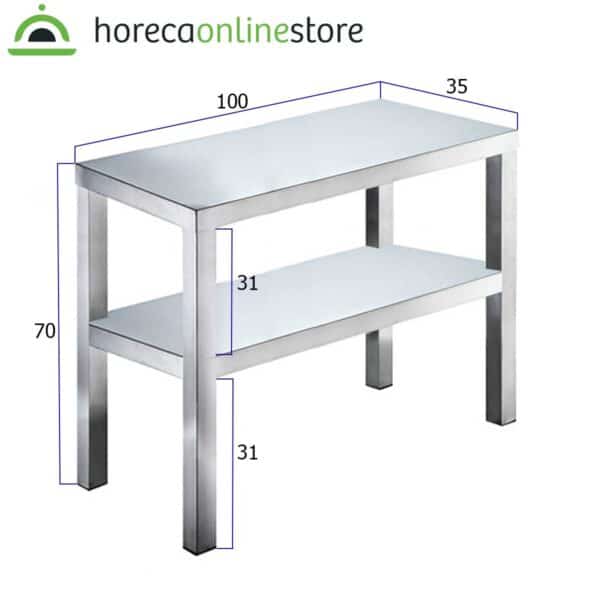 Dubbele etagère - 100 x 35 x 70 cm - RVS