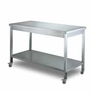 Werktafel - 180 x 70 x 85 cm - op wielen - RVS - HCB Basic-line