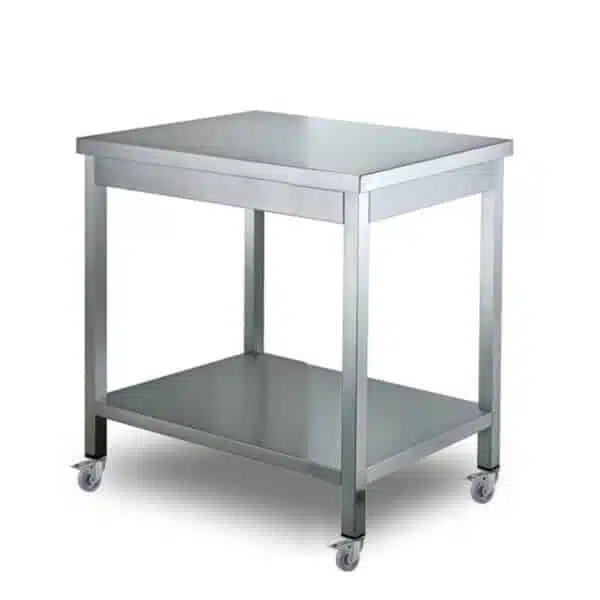 Werktafel - 70 x 70 x 85 cm - op wielen - RVS Basic-line