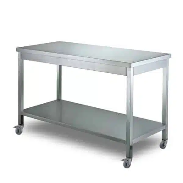 Werktafel - 100 x 70 x 85 cm - op wielen - RVS Basic-line