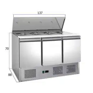 Saladette koelwerkbank - 3 deur - 137 cm - 230V Basic-line