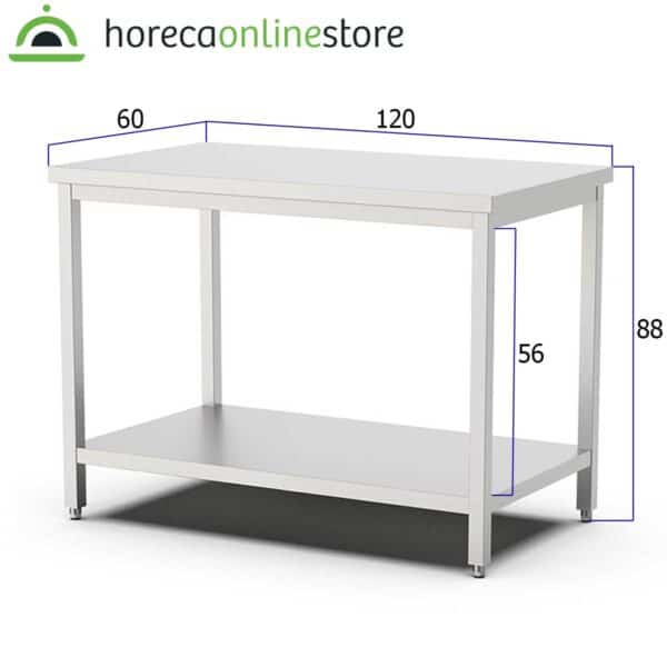 Werktafel - 120 x 60 x 88 cm - RVS Pro-line