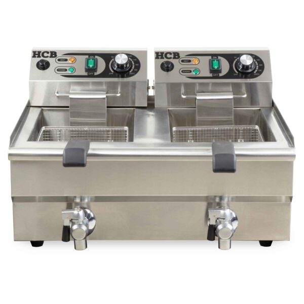 Professionele Horeca frituurpan - Dubbele friteuse - 2 x 10 liter - 230V - RVS