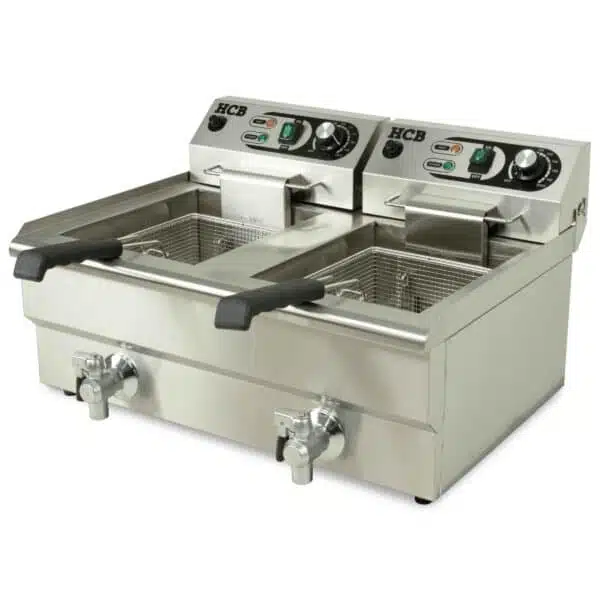 Professionele Horeca frituurpan - Dubbele friteuse - 2 x 13 liter - 230V - RVS