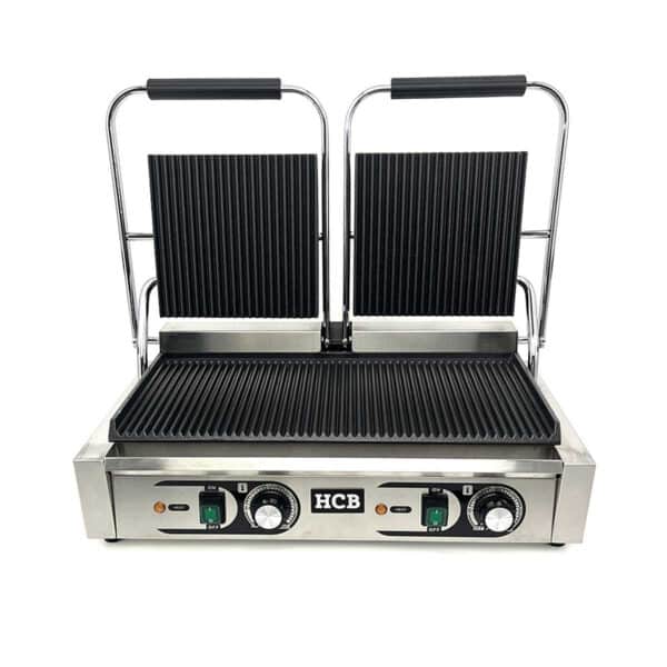 Professionele Horeca Paninigrill - dubbel - geribbeld - 230V - RVS panini grill - Tosti apparaat - contact grill