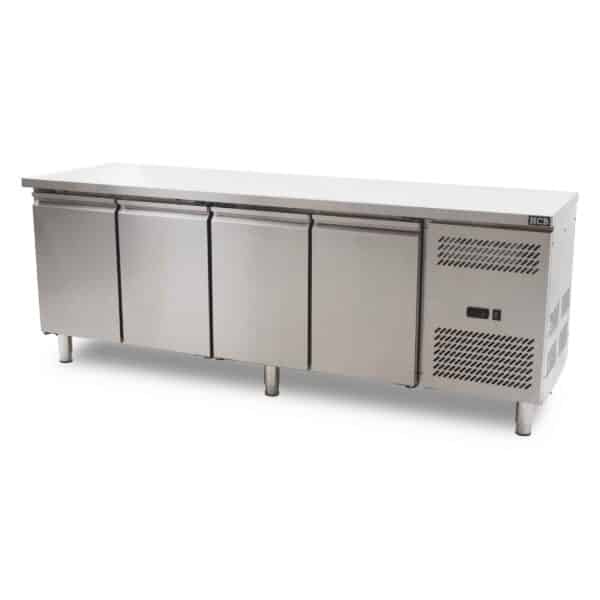 Koelwerkbank - 4 deuren - 223 cm - 230V - RVS Basic-line