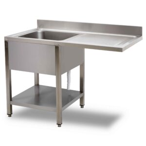 Spoeltafel - enkele spoelbak links - 120 cm - RVS
