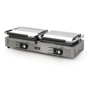 HCB Paninigrill - geribbeld - dubbel - 2 x 230V - RVS