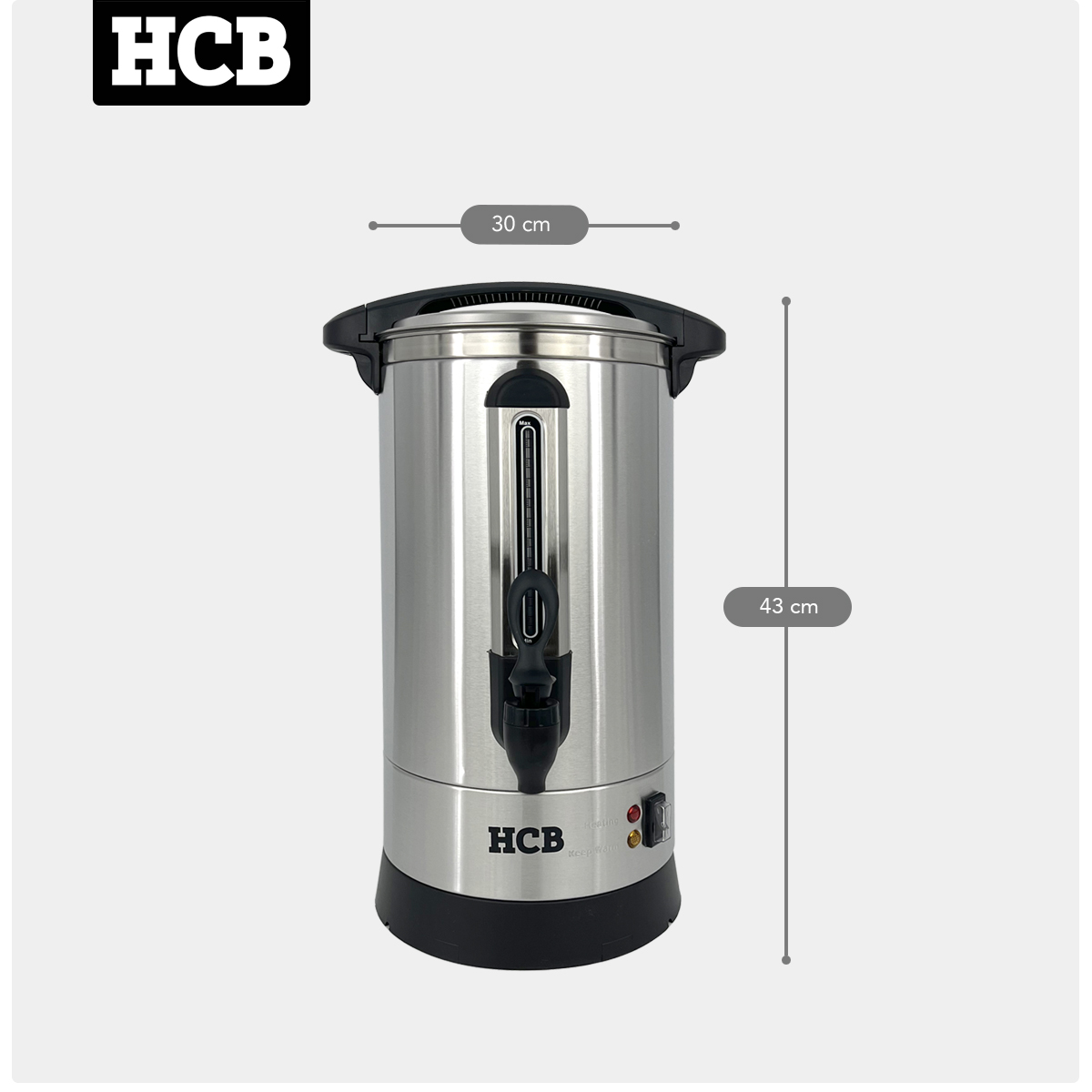 HCB Percolator - 5,3 liter - 35 kopjes - zilver - 230V - RVS - Afbeelding 6