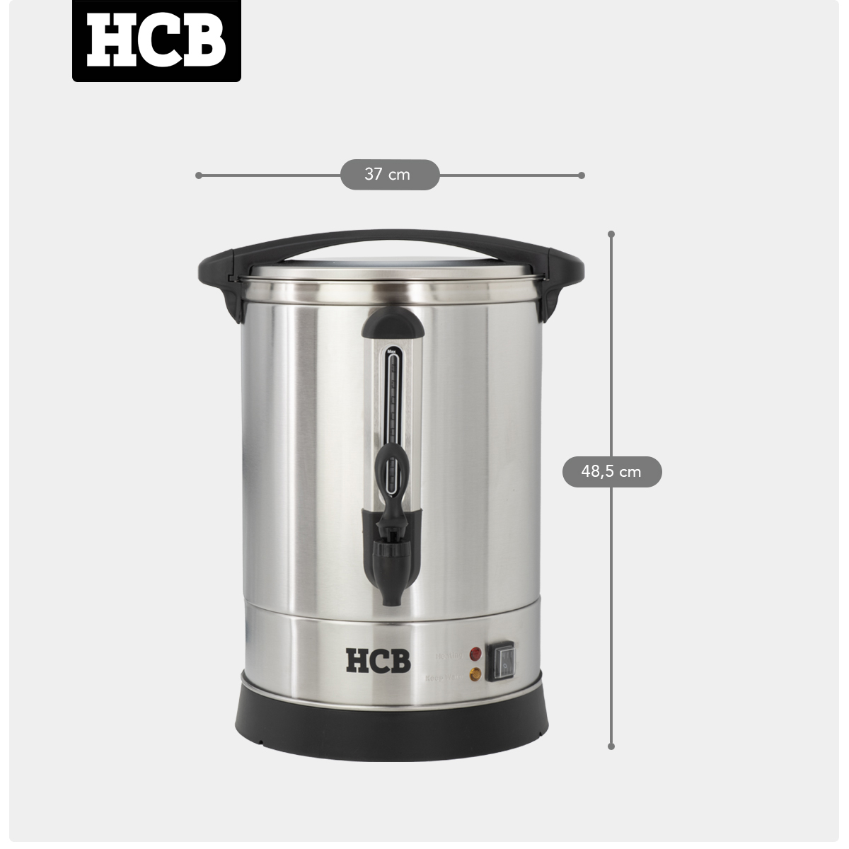 HCB Percolator - 12 liter - 80 kopjes - zilver - 230V - RVS - Afbeelding 9