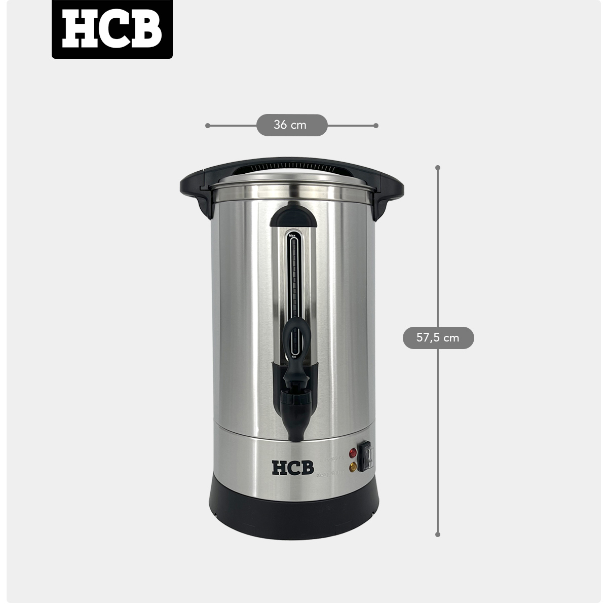 HCB Percolator - 18,2 liter - 120 kopjes - zilver - 230V - RVS - Afbeelding 5
