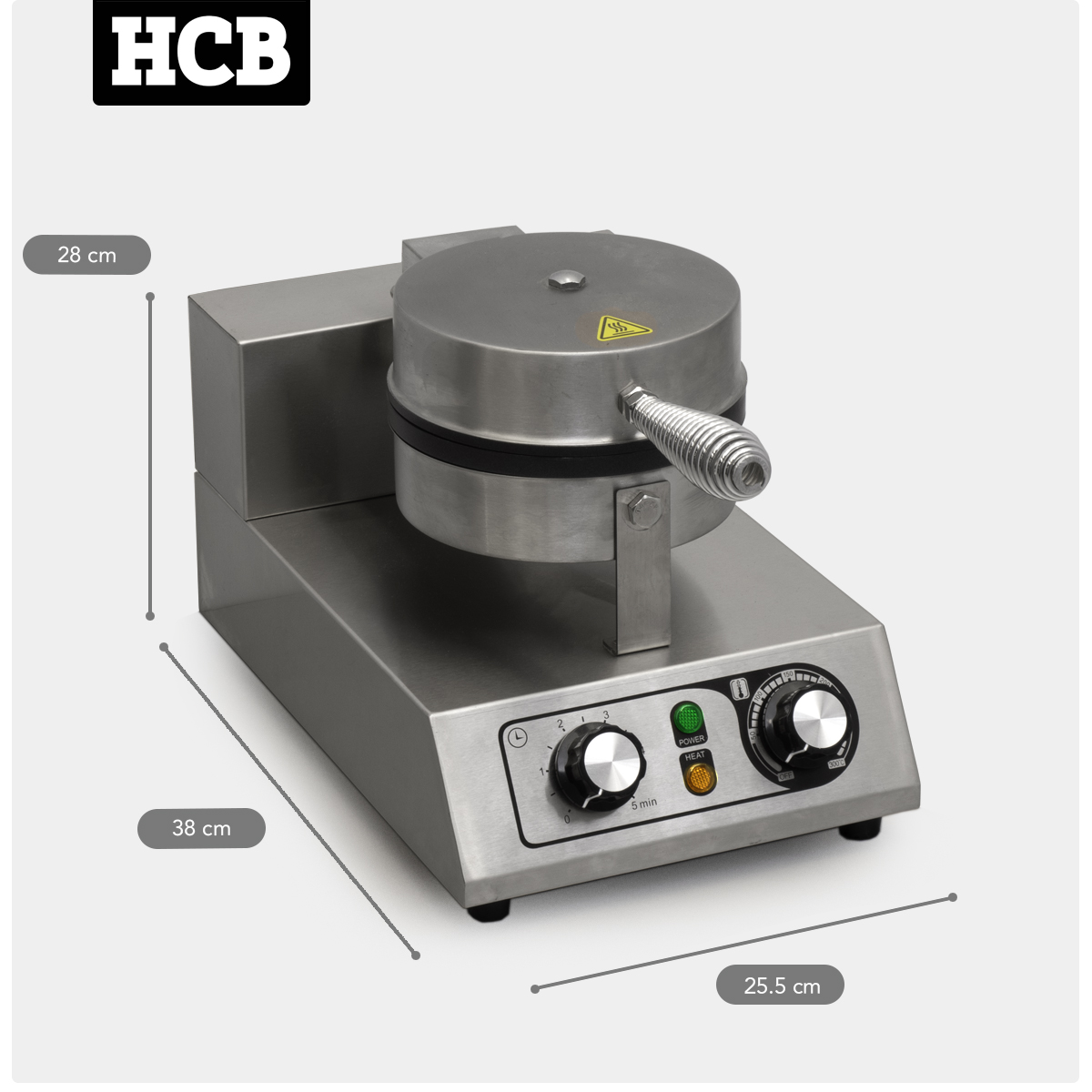 HCB Wafelijzer - ronde wafels - timer - 230V - RVS - Afbeelding 10