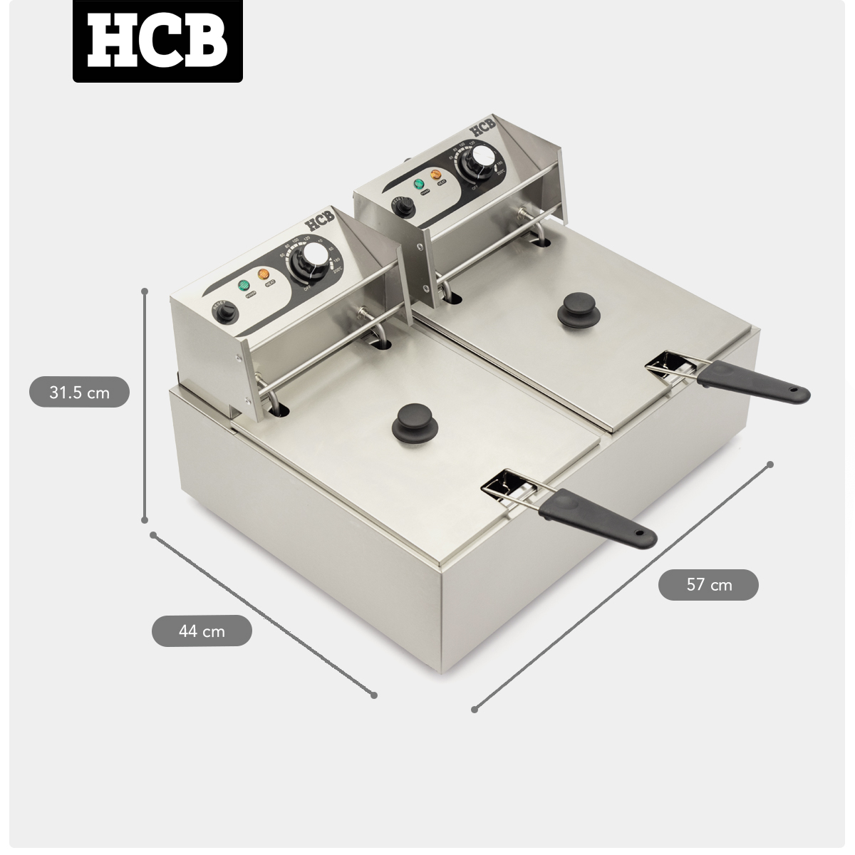 HCB Dubbele friteuse - 2 x 6 liter - 2 x 230V - RVS - Afbeelding 5