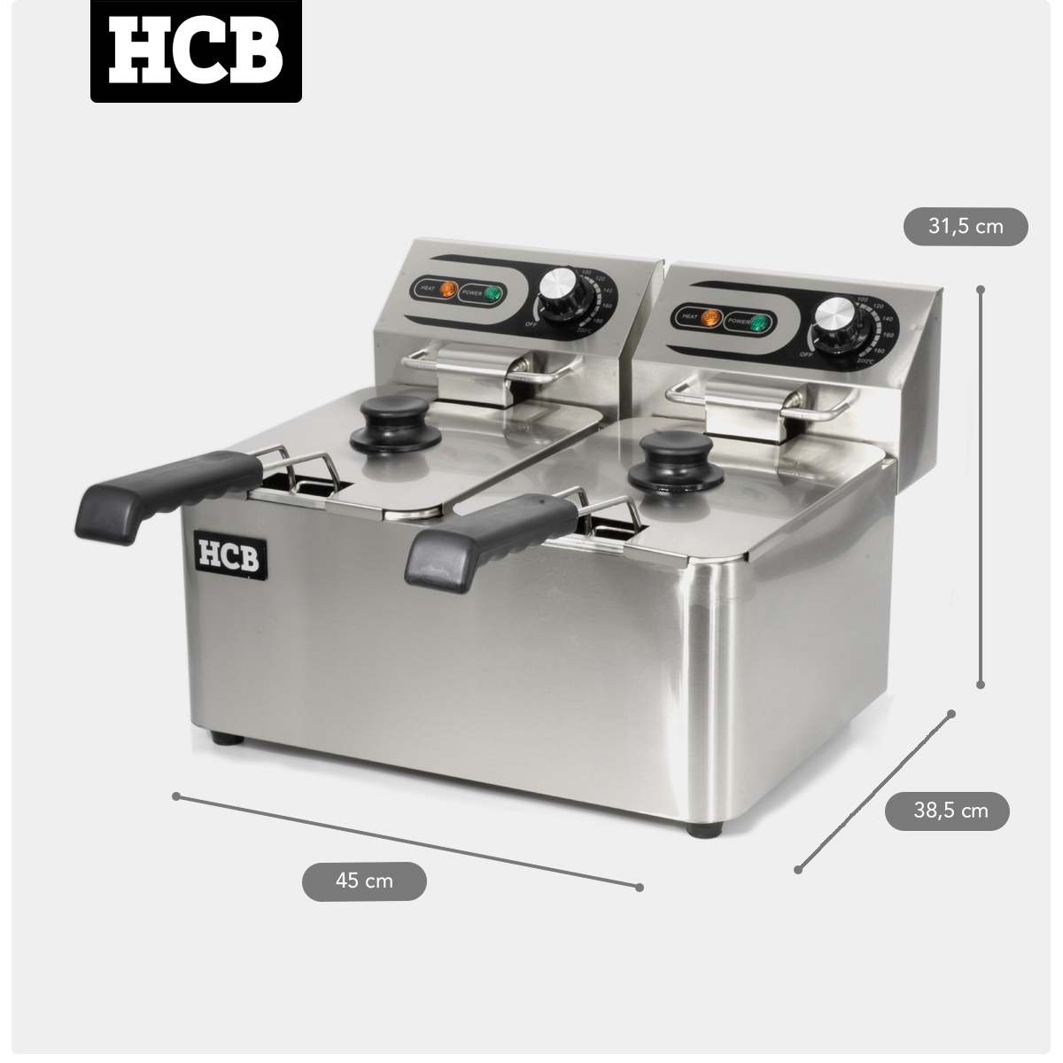 HCB Dubbele friteuse - 2 x 4,5 liter - 2 x 230V - RVS - Afbeelding 11