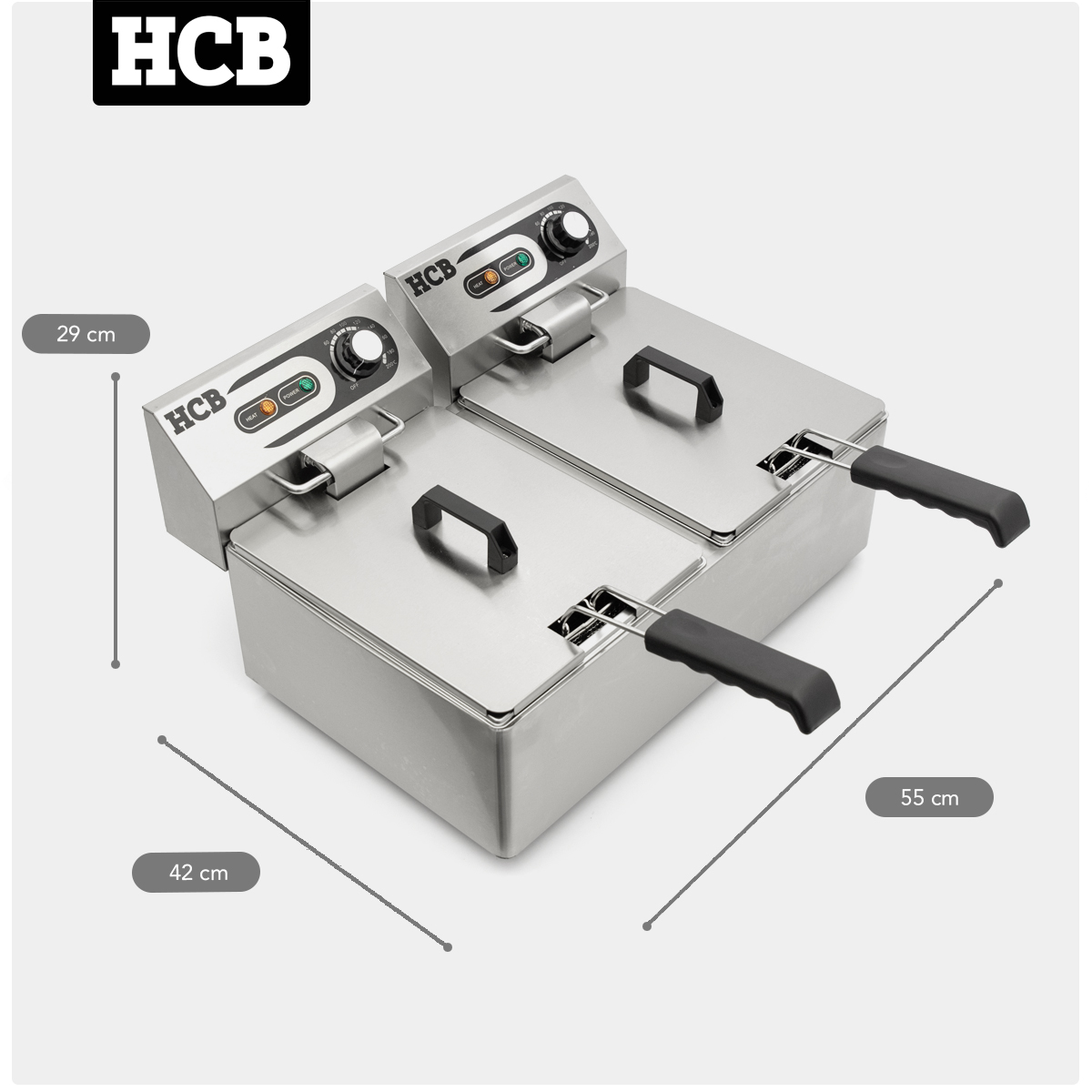 HCB Dubbele friteuse - 2 x 5,5 liter - 2 x 230V - RVS - Afbeelding 6