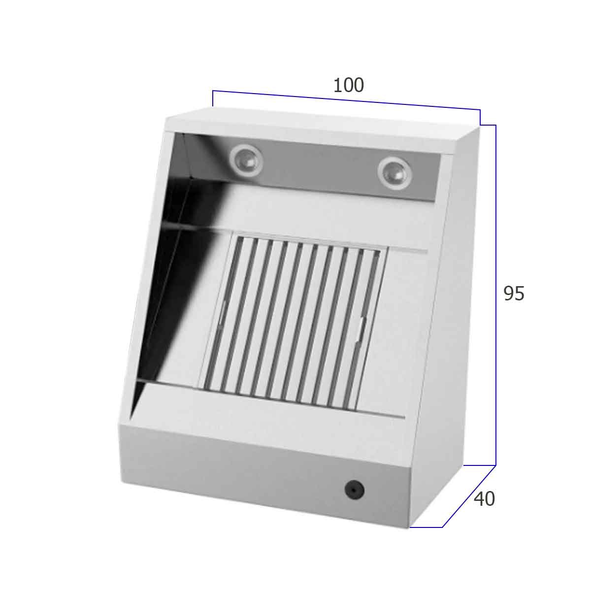 HCB Afzuigkap - schuin model - 100 cm - RVS - Afbeelding 2
