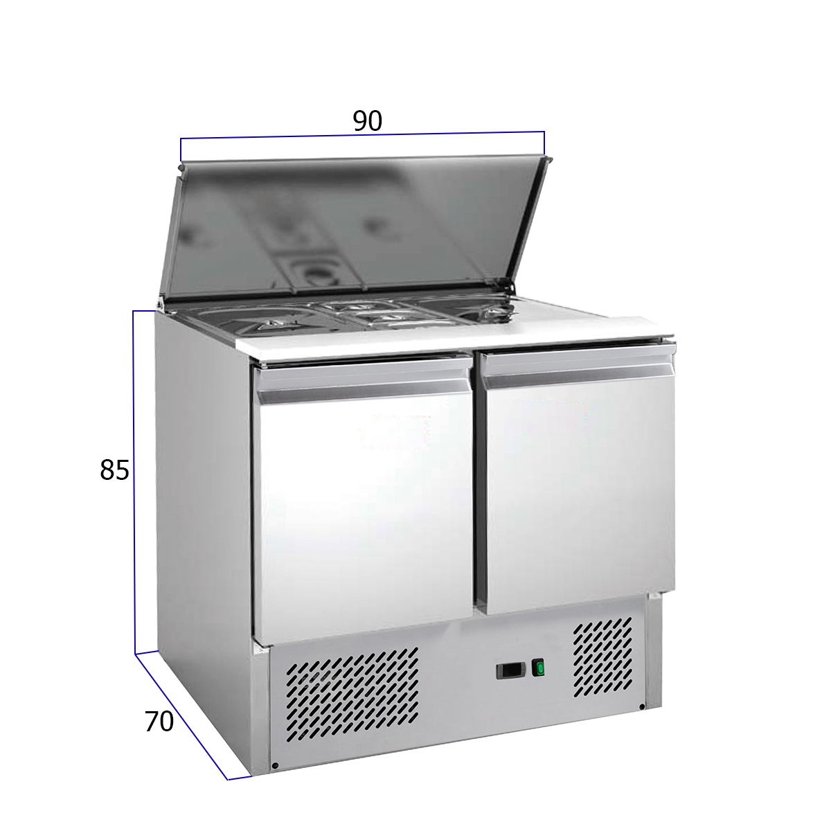 HCB Basic-line Saladette koelwerkbank - 2 deuren - 90 cm - 230V - RVS - Afbeelding 2