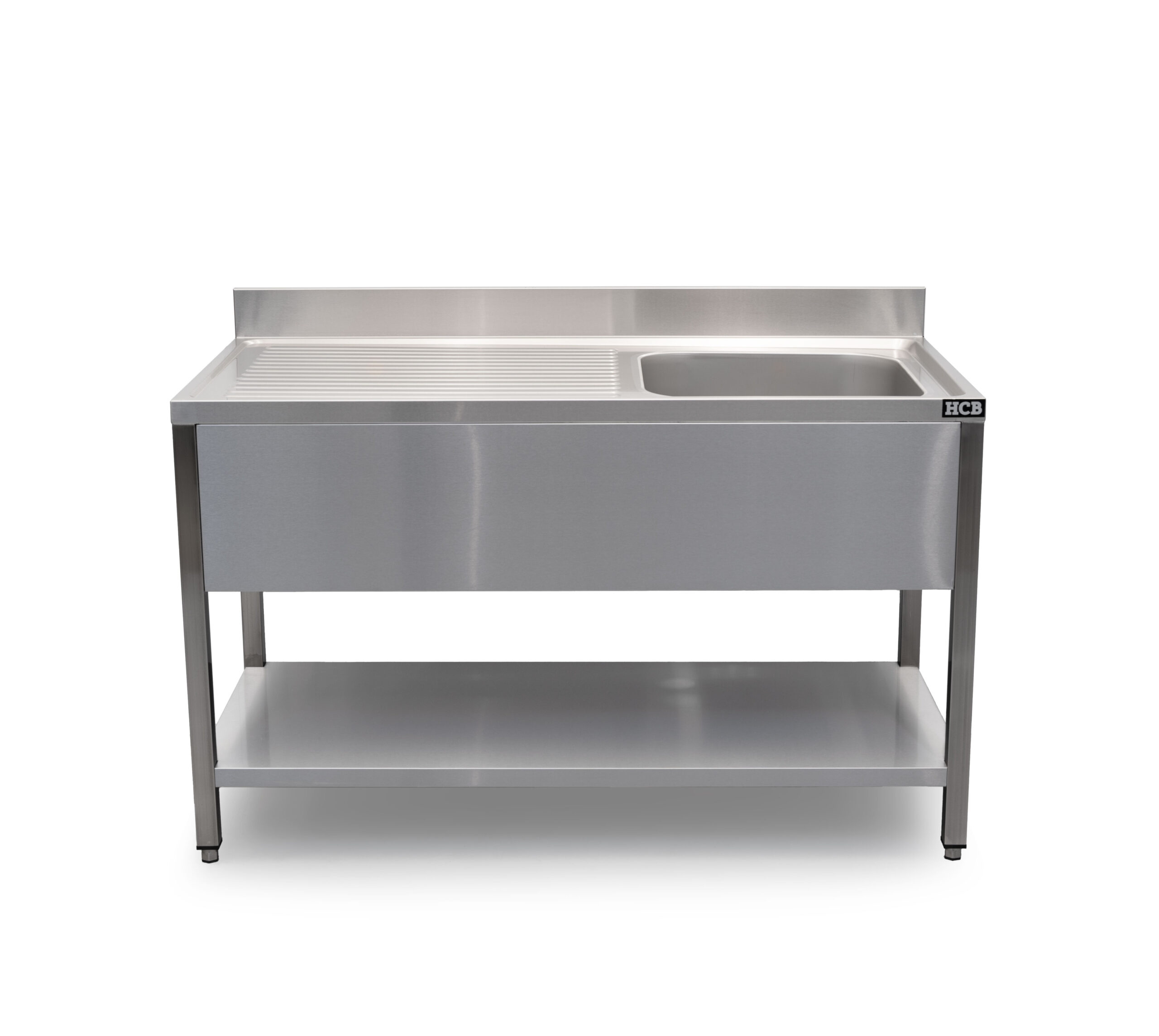 HCB Spoeltafel - enkele spoelbak rechts - 140 cm - RVS