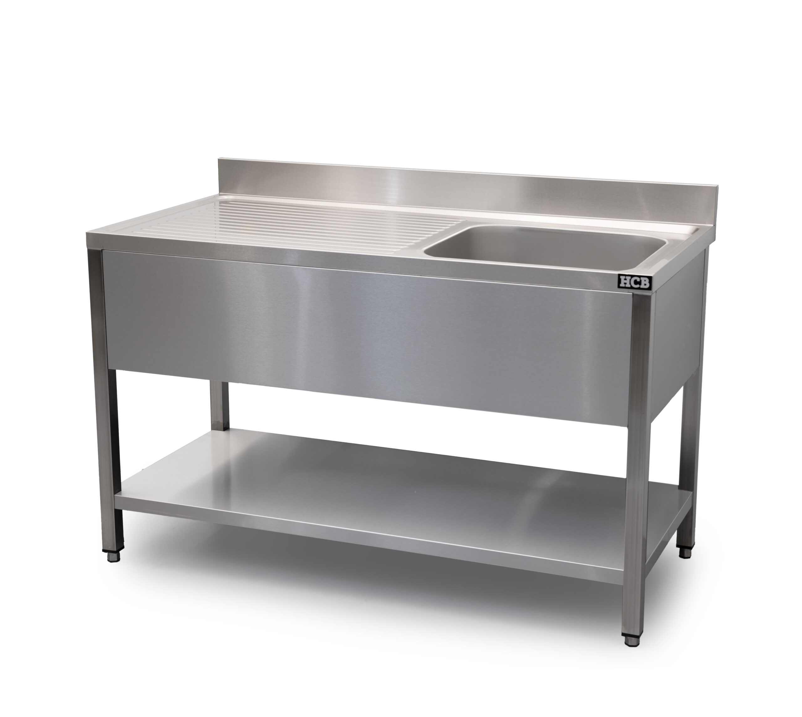 HCB Spoeltafel - enkele spoelbak rechts - 140 cm - RVS