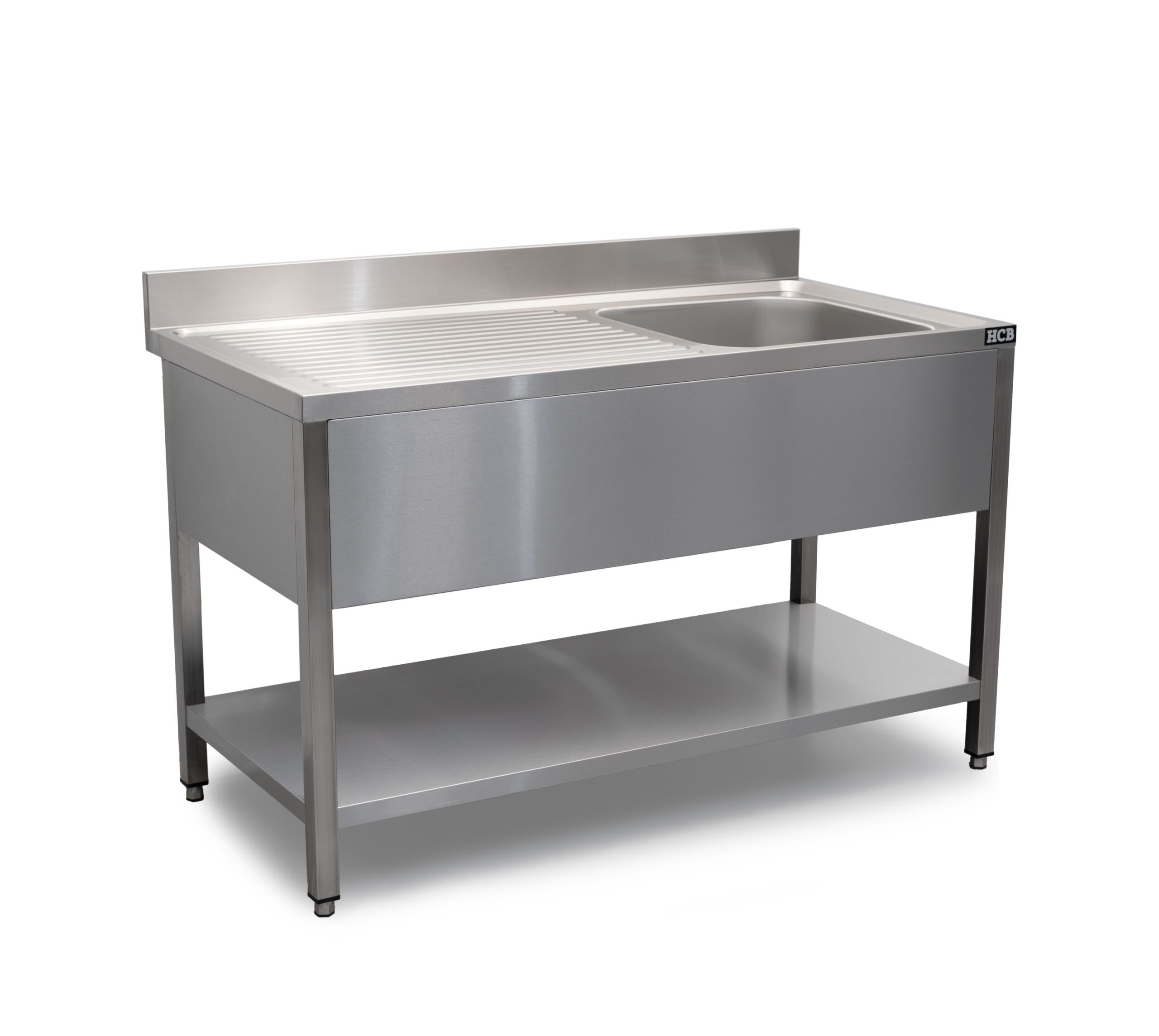 HCB Spoeltafel - enkele spoelbak rechts - 140 cm - RVS