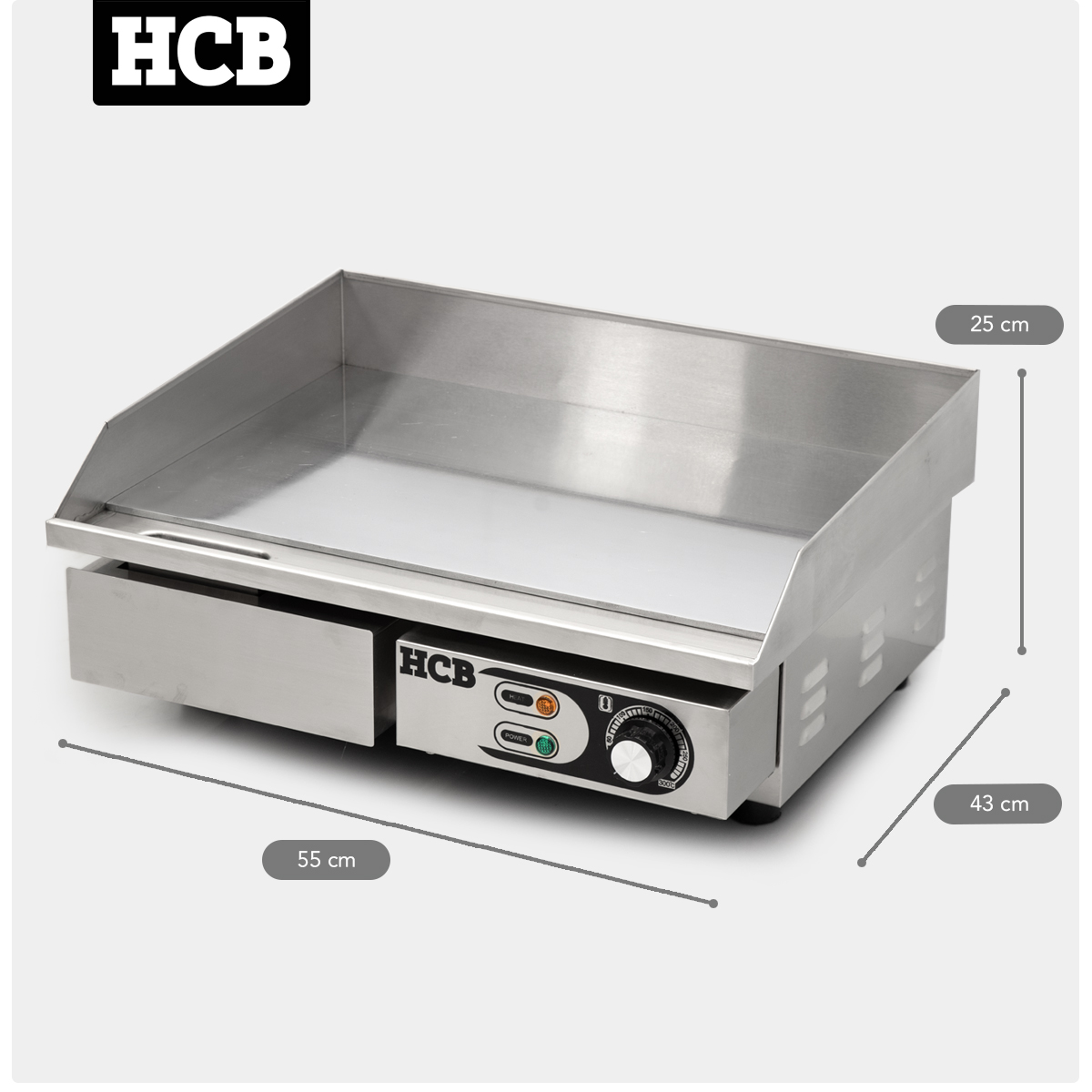 HCB Bakplaat - glad - 55 cm - 230V - RVS - Afbeelding 7