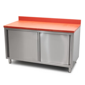 HCB Werkkast - snijtafel - schuifdeuren - 150 cm - RVS - Polyethylene