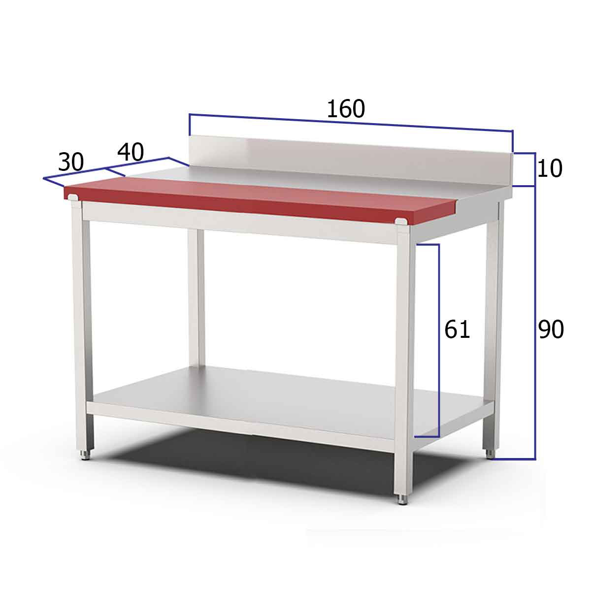 HCB Snijwerktafel - 160 cm - RVS - Polyethylene - Afbeelding 2