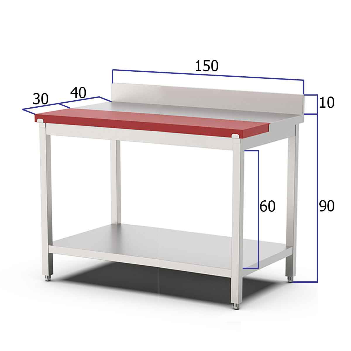 HCB Snijwerktafel - 150 cm - RVS - Polyethylene - Afbeelding 2