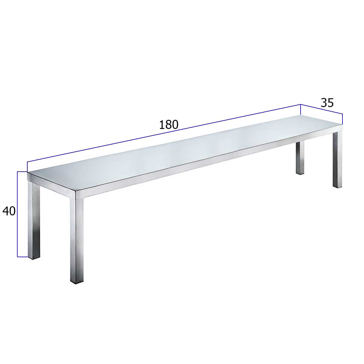 HCB Basic-line Etagère brug - 180 x 35 x 40 cm - RVS - Afbeelding 2
