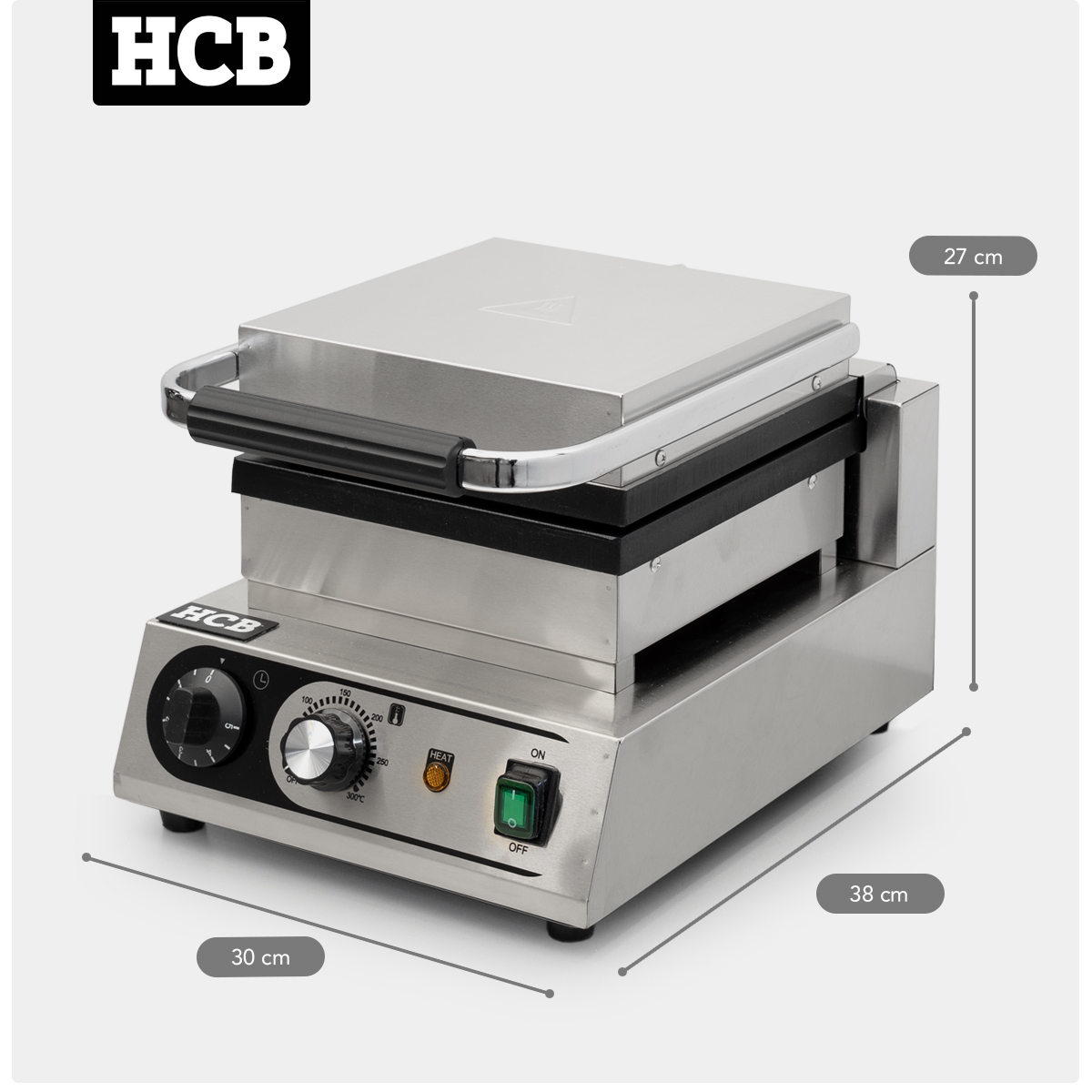 HCB Wafelijzer - Luikse wafels - 2 st - 230V - RVS