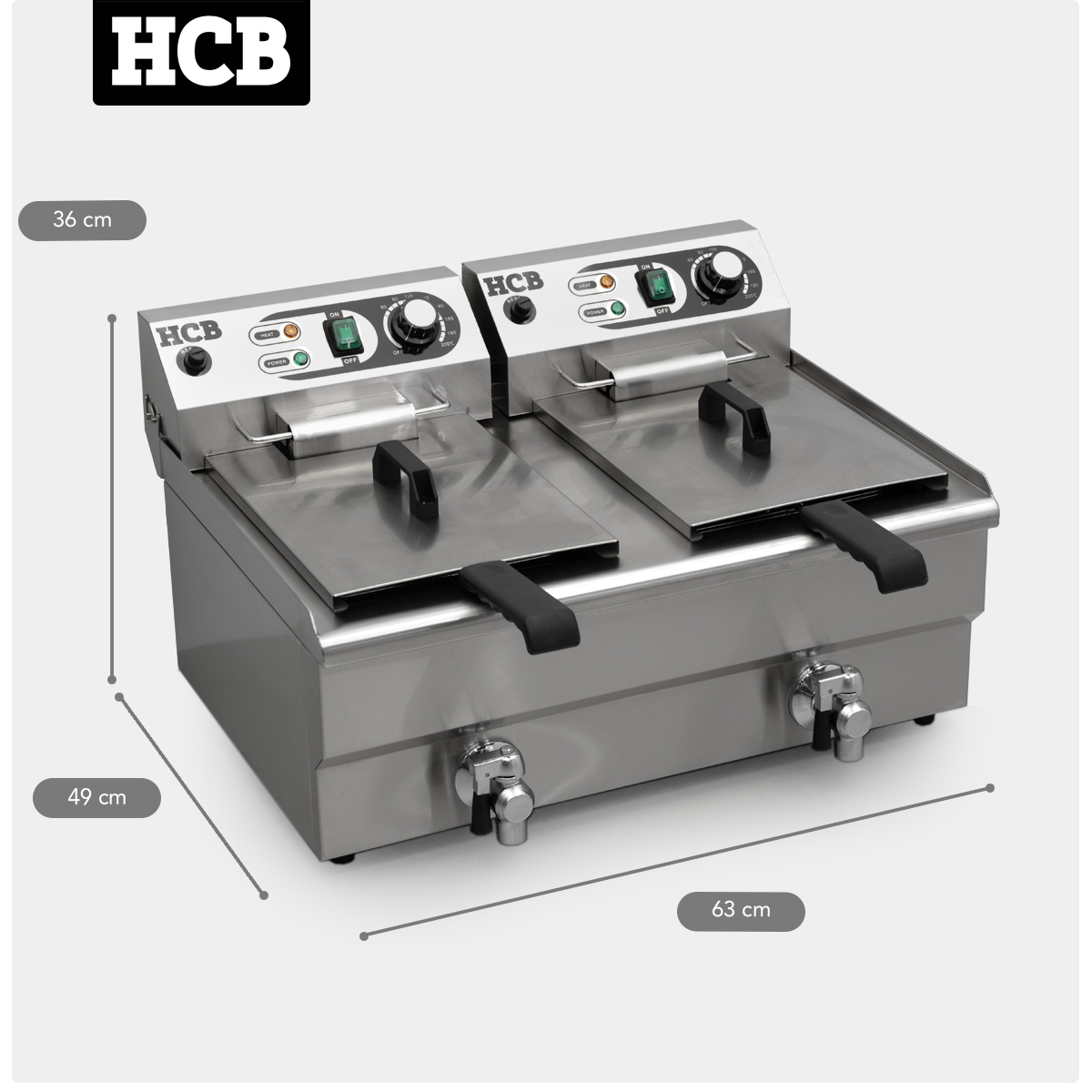 HCB Dubbele friteuse - 2 x 12 liter - 2 x 230V - RVS - Afbeelding 10