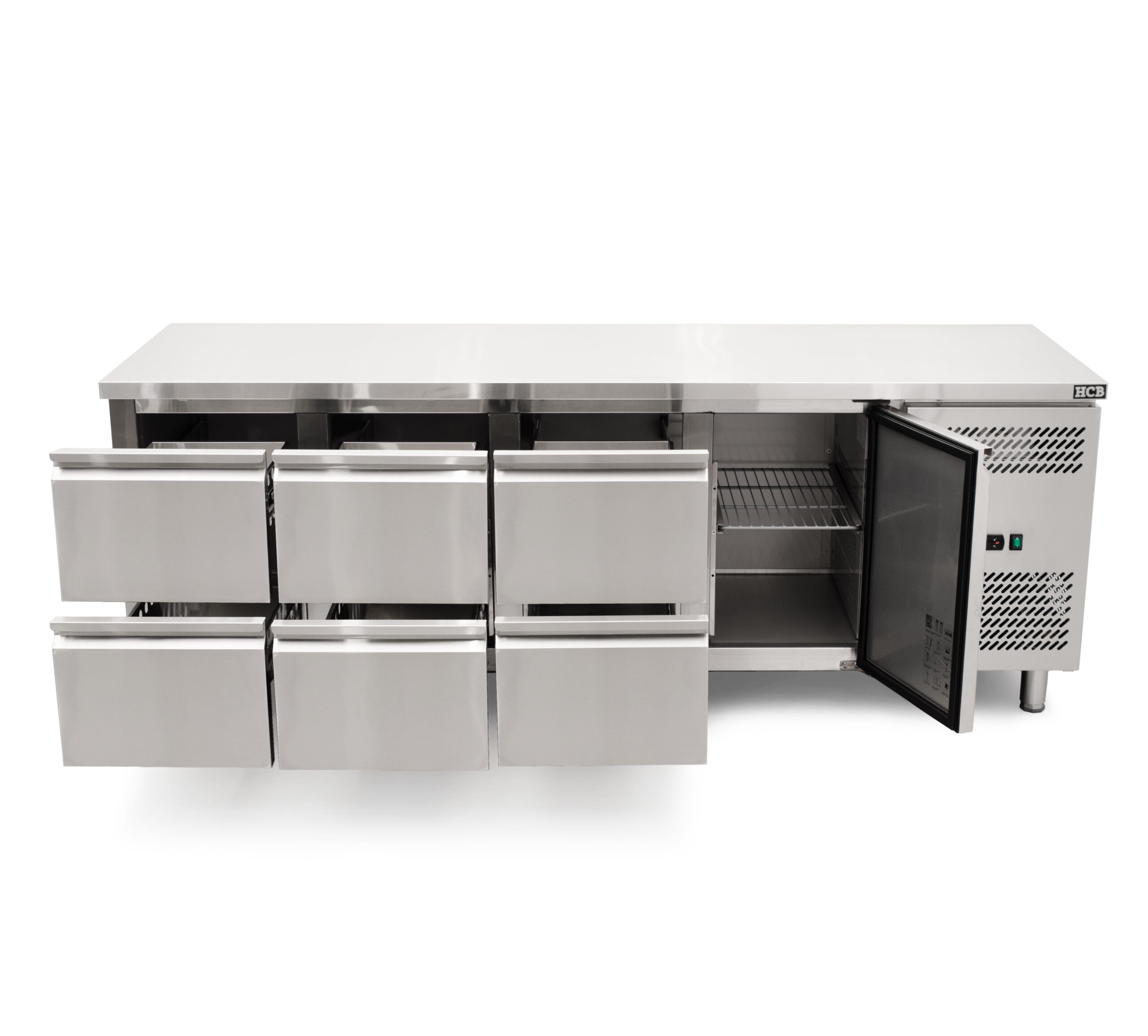 HCB Basic-line Koelwerkbank - 6 lades - 1 deur - 223 cm - 230V - RVS - Afbeelding 3